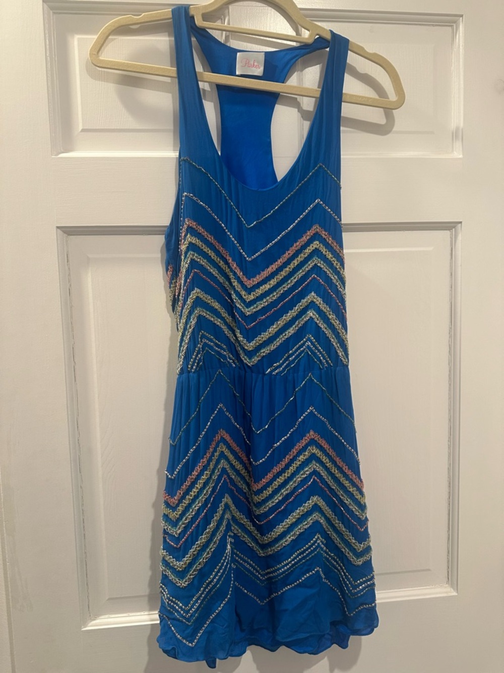 Parker Royal Blue Racerback beaded Dress